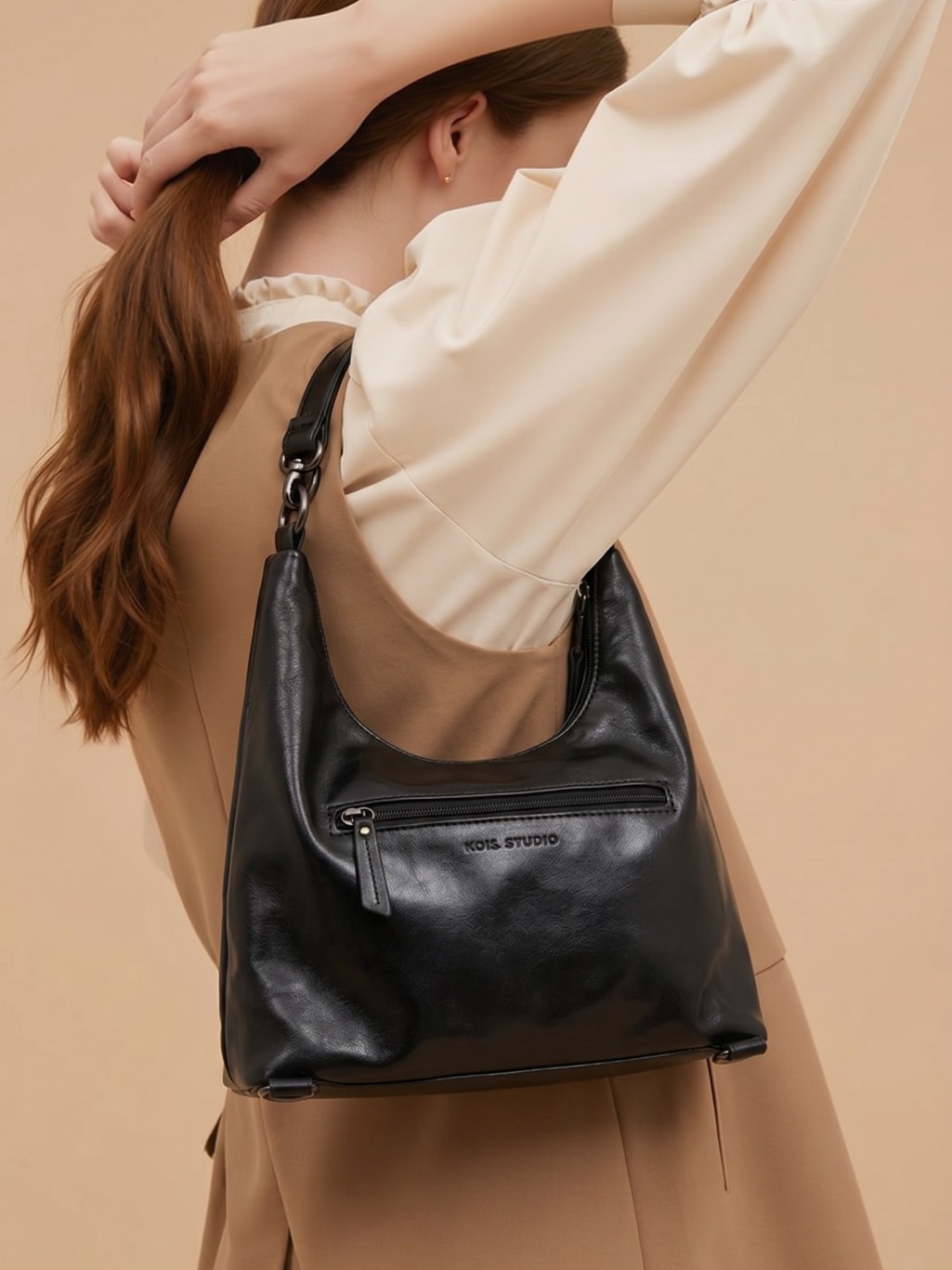 Kgb Studio Black Leather Shoulder Or Backpack Style Purse Bag